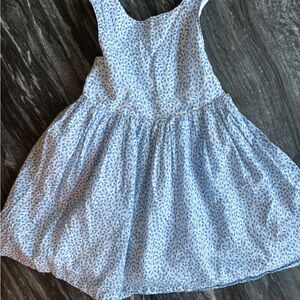 Mini Boden Light Blue Leaf Print Dress